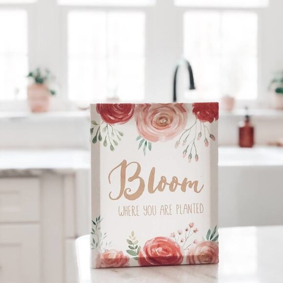 Bloom Where You Are Planted Floral Shelf/wall Art Decor - Picture 1 of 2